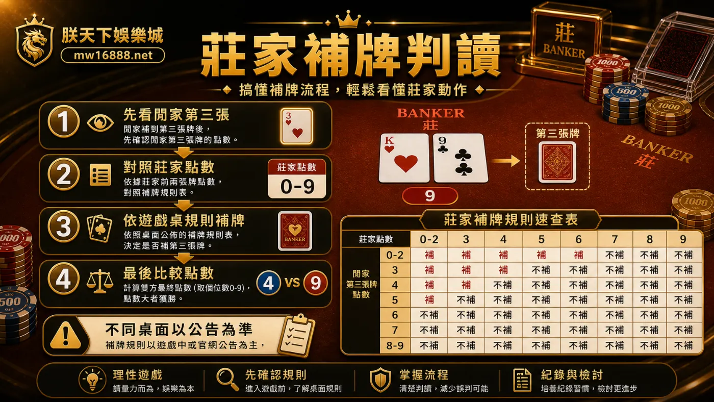 百家樂莊家補牌判讀資訊圖