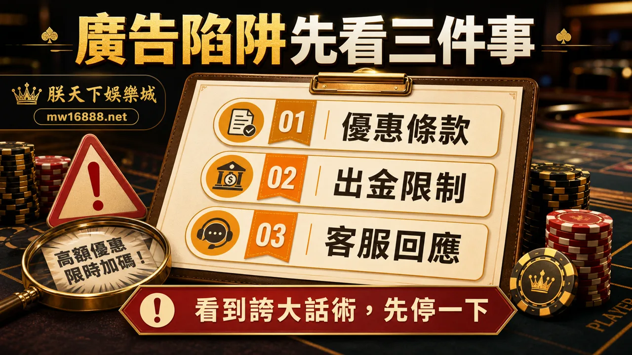 娛樂城廣告陷阱檢查：優惠條款、出金限制、客服回應