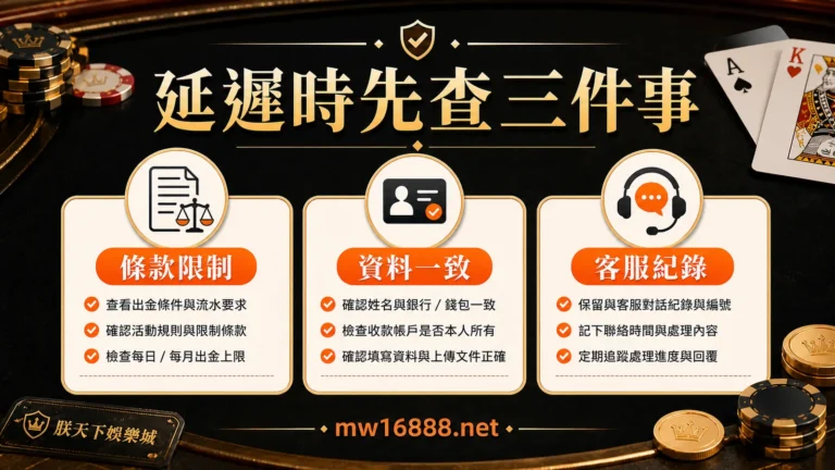 提款延遲時先查條款限制資料一致客服紀錄